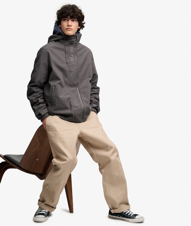 Superdry Herren Bench Kapuzenjacke aus Ripstop Dark Grey - Größe: Xxl