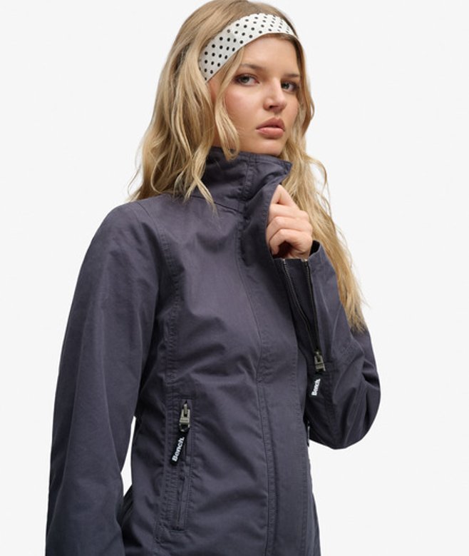 Superdry Damen Bench Hochkragen-jacke mit Pfirsichhaut-finish Grey - Größe: S