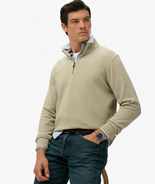 Geribbelde Trui Met Halve Rits