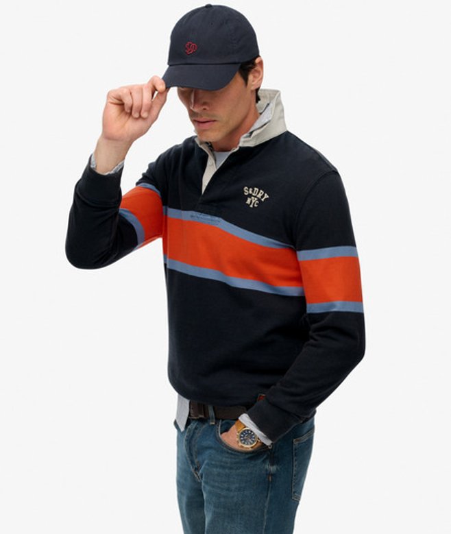 Vintage Athletic Stripe Rugby Top