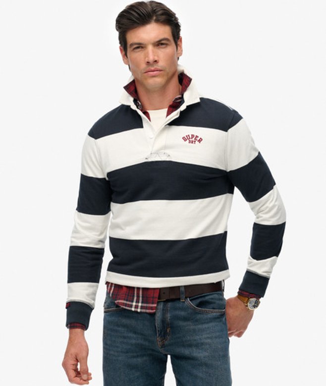 Vintage Athletic Stripe Rugby Top