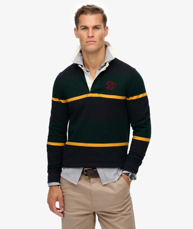 Vintage Athletic Stripe Rugby Top
