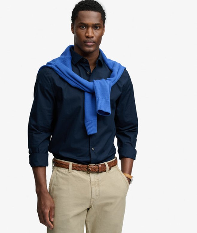 Poplin Overhemd Met Lange Mouwen En Cut Away Kraag
