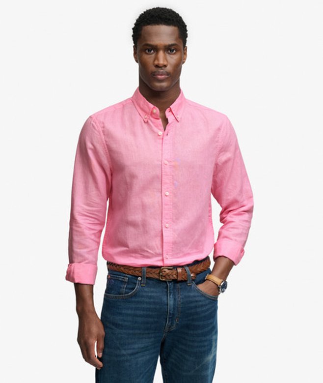 Katoenen Linnen Overhemd met Lange Mouwen