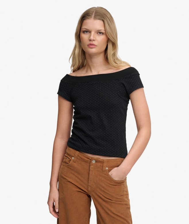 Athletic Off Shoulder Patroon Top