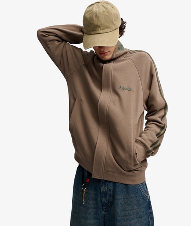 Superdry Herren Bench High Neck Stripe Trainingsjacke Brown - Größe: M