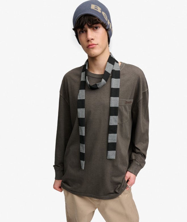 Superdry Herren Bench Boxy Langarm-shirt mit Tasche Green - Größe: S