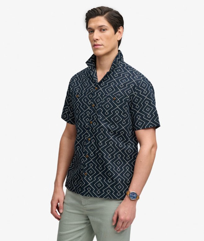 Premium Printed Strandoverhemd met Korte Mouwen