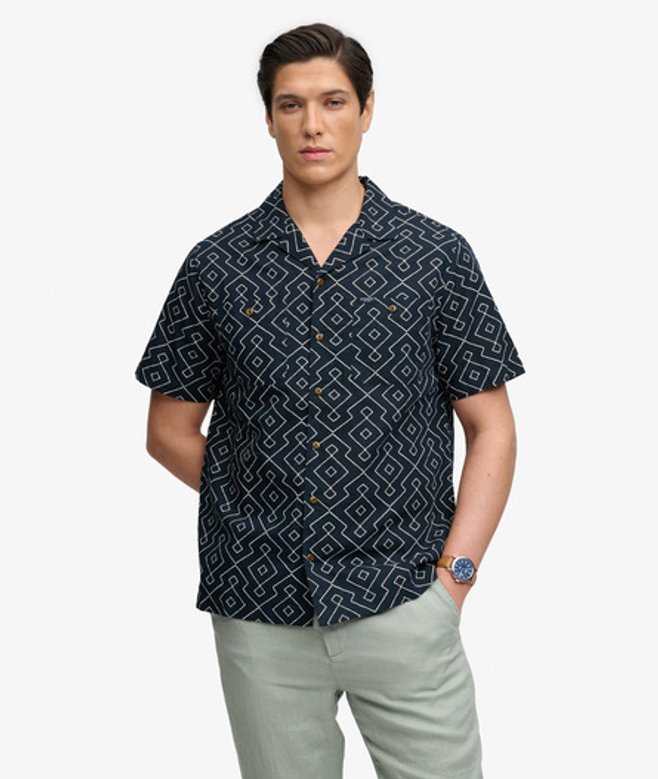 Premium Printed Strandoverhemd met Korte Mouwen