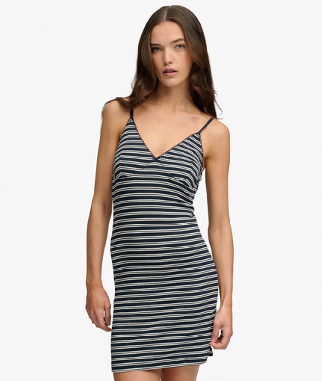 Gestreepte Ribjersey Minijurk