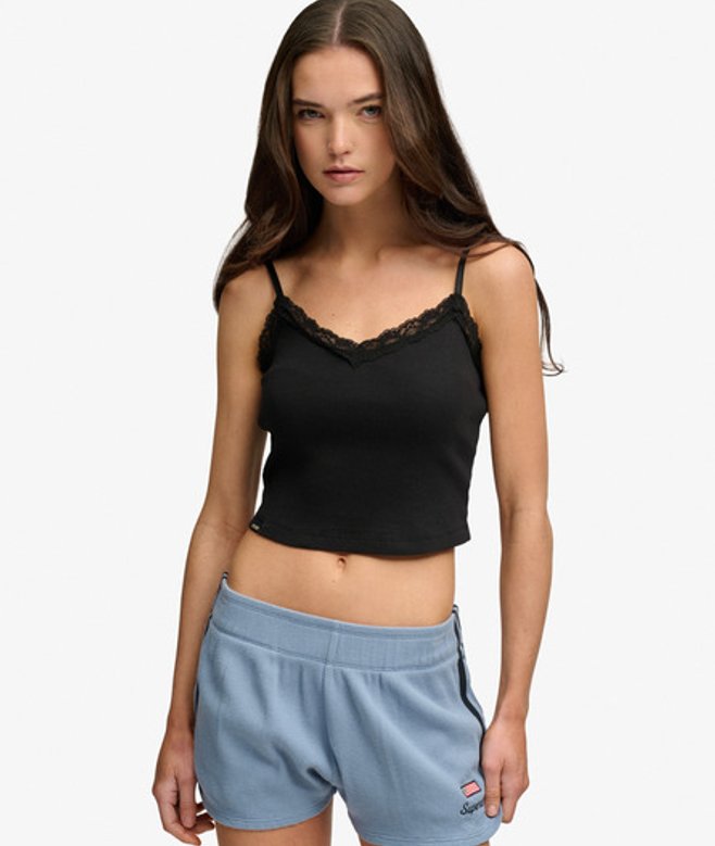 Essential Crop Top met Kanten Afwerking