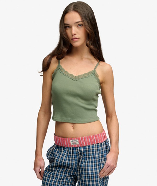 Essential Crop Top met Kanten Afwerking