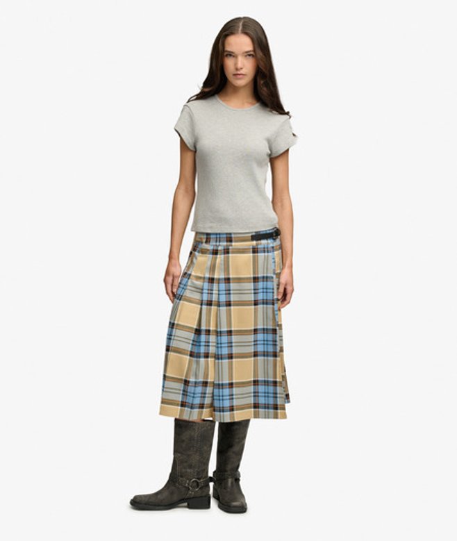 Geruite Geplooide Midi Rok