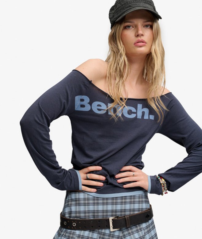 Superdry Damen Bench Langarm-layertop in Schmaler Passform Navy - Größe: XL