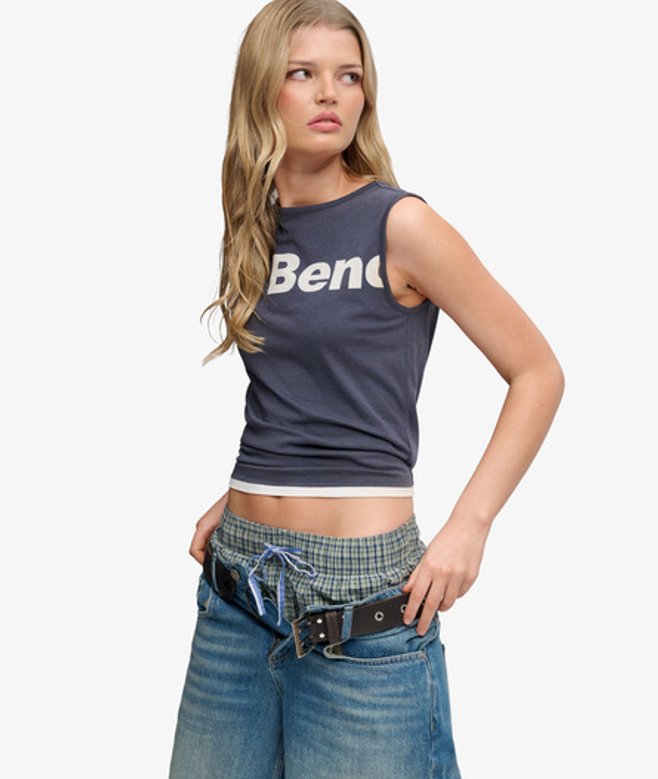 Superdry Damen Bench Tanktop mit Schmaler Passform Navy - Größe: Xxs