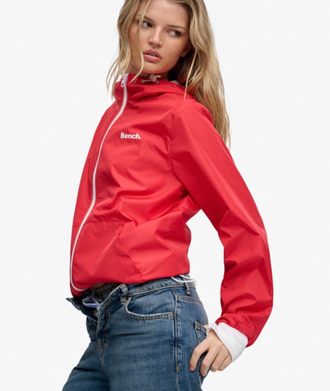Superdry Damen Bench Kapuzen-shelljacke mit Reißverschluss Red - Größe: XS