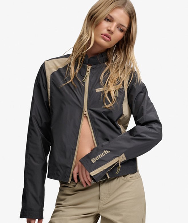 Superdry Damen Bench Racer Shell Jacke mit Doppelreißverschluss Grey - Größe: XL
