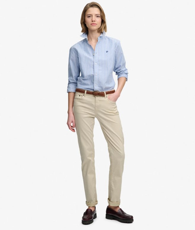 Mid Rise Slim Sateen Broek