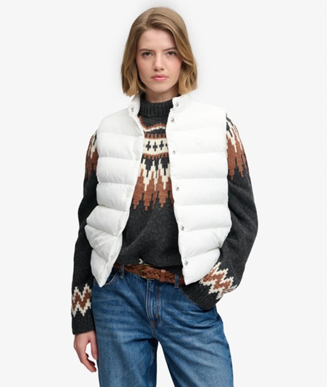 Gewatteerd Gilet met Drukknopen Slanke Pasvorm
