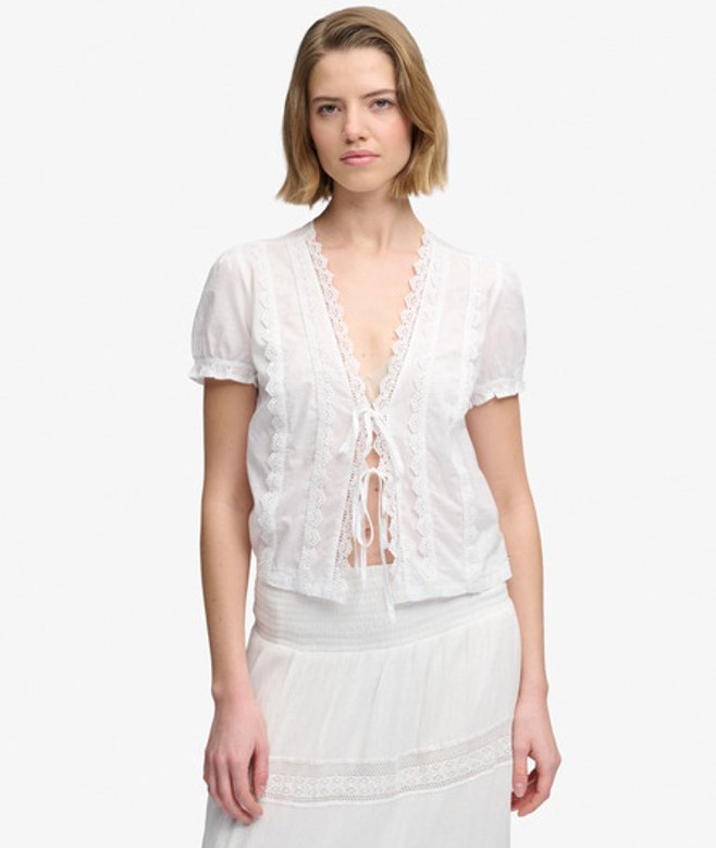 Blouse met Kant en Strikdetail
