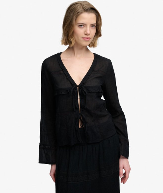 Blouse met Lange Mouwen en Vetersluiting