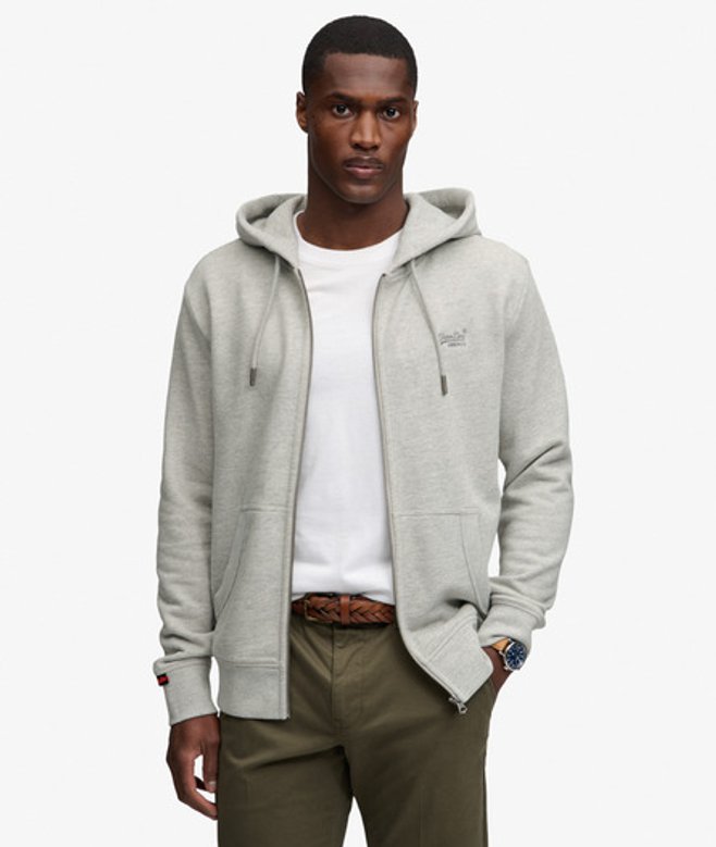 Essential Logo Half Brushed Zip Hoodie