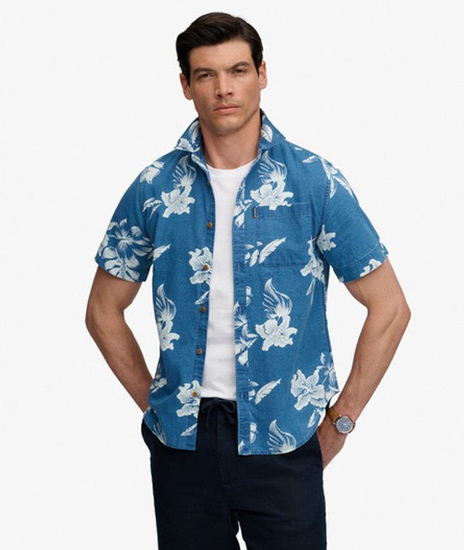 Vintage Loom Korte Mouw Overhemd