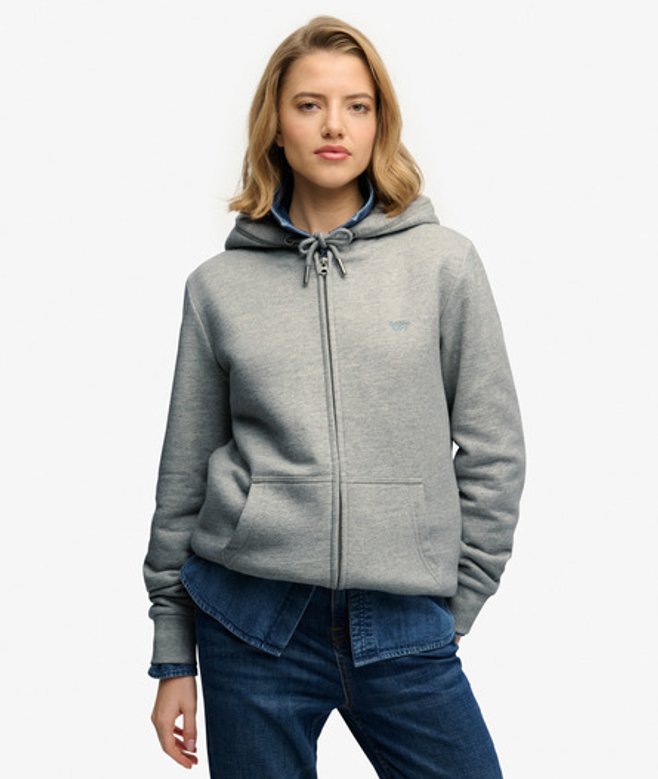 Superdry Essential Borg Gevoerde Zip Hoodie Grey