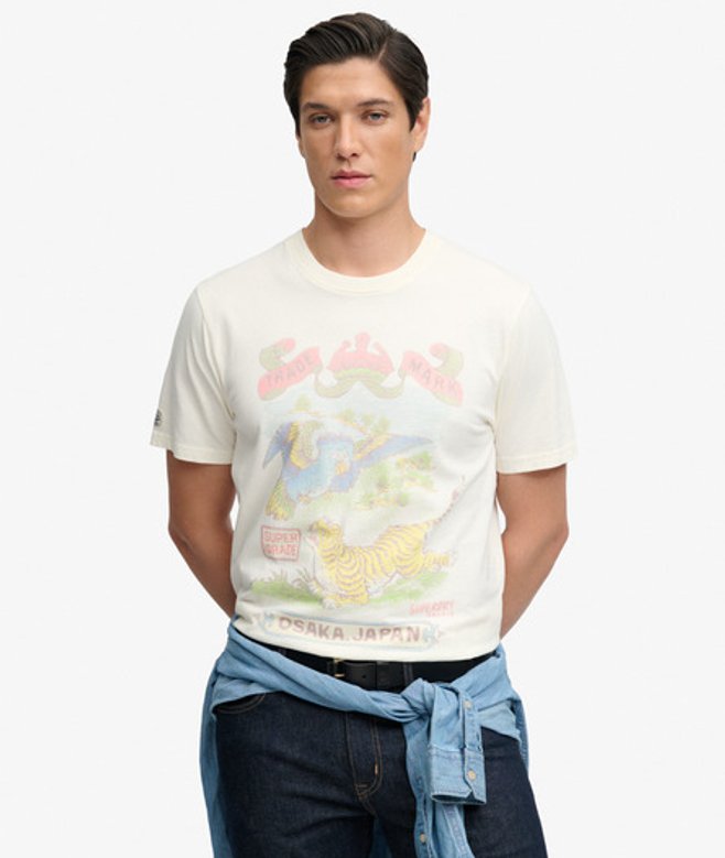 Vintage Logo Tokyo Relaxed T-shirt Crème Grootte: S