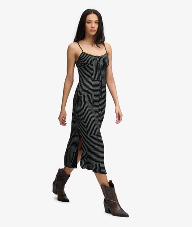Print Button Down Cami Midi-jurk