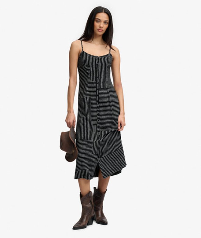 Print Button Down Cami Midi-jurk