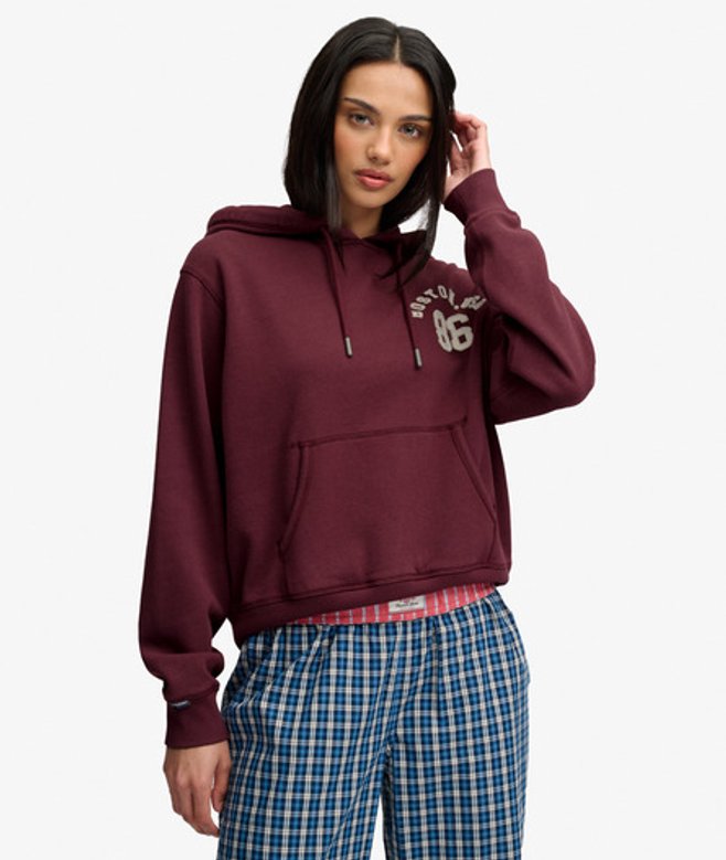 Athletic Essential Applique Cropped Hoodie