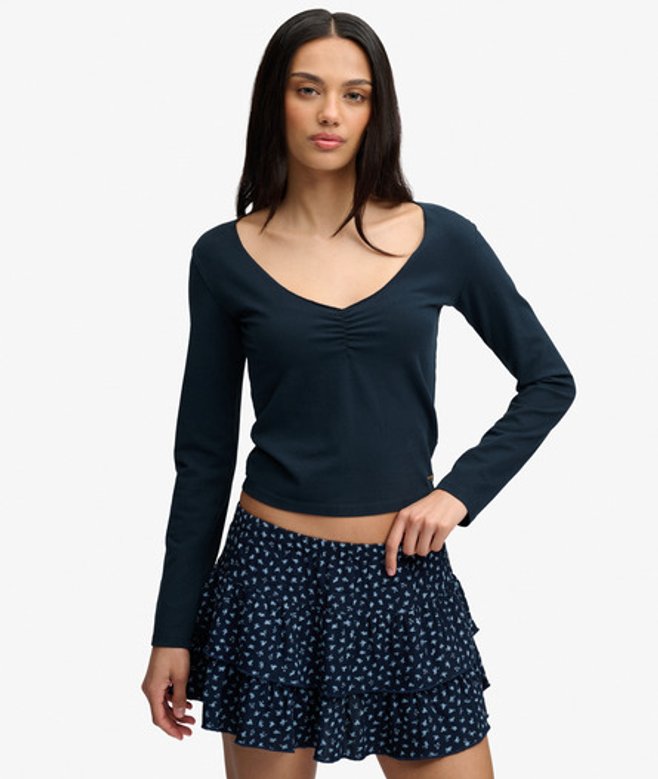 Athletic Essential Lange Mouw Top met Plooien