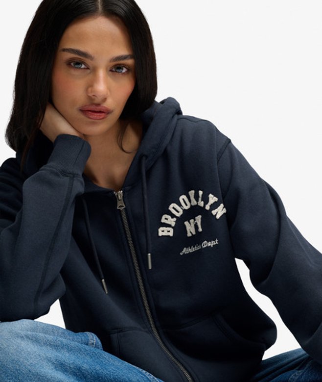 Athletic Essential Relaxed Crop Zip Hoodie