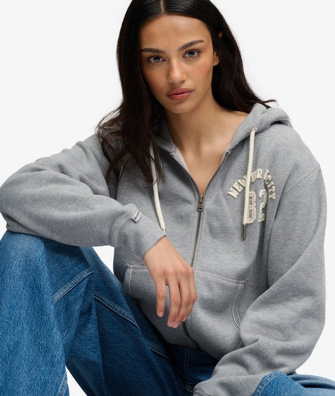 Athletic Essential Relaxed Crop Zip Hoodie