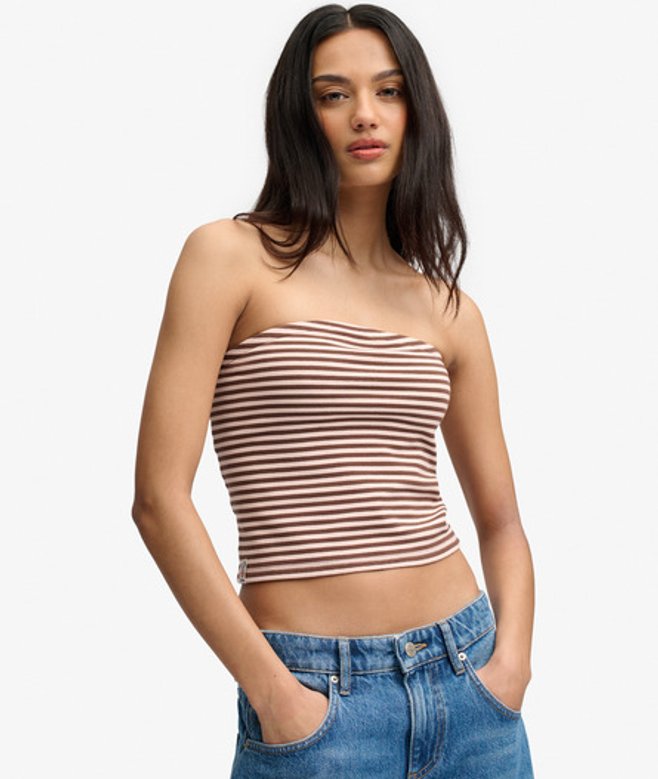 Athletic Essentials Gestreepte Jersey Bandeau Top