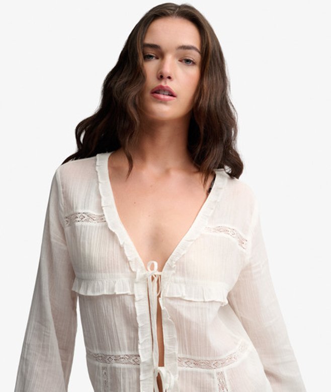 Blouse met Lange Mouwen en Vetersluiting