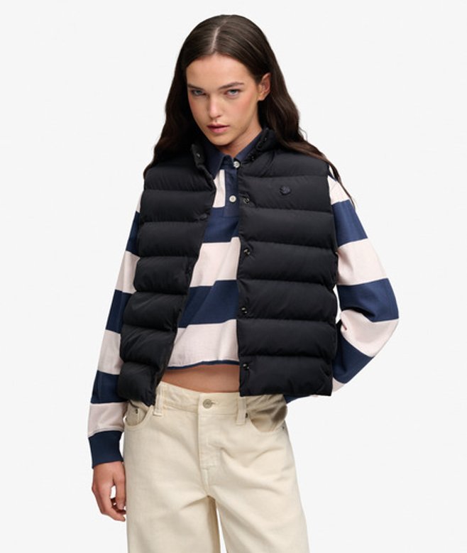Gewatteerd Gilet met Drukknopen Slanke Pasvorm