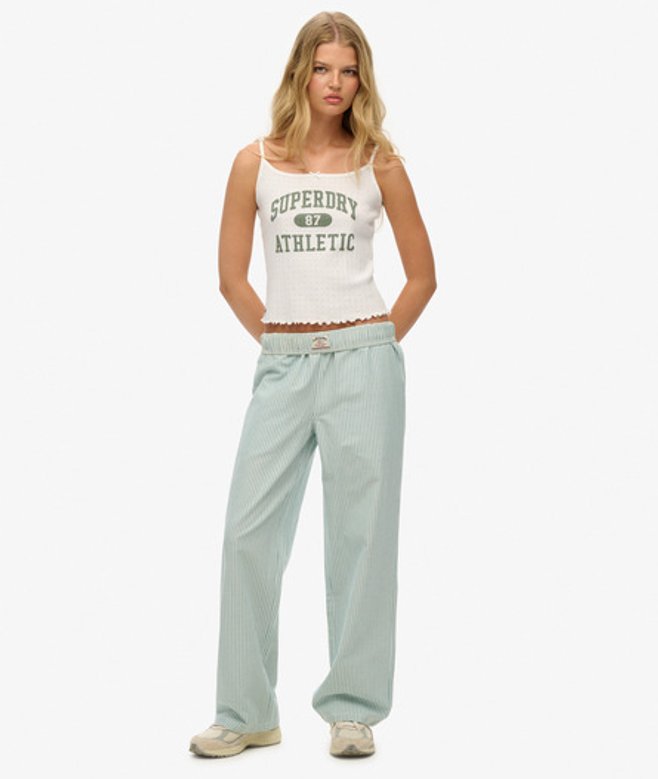 Gestreepte Broek met Elastische Tailleband Normale Pasvorm