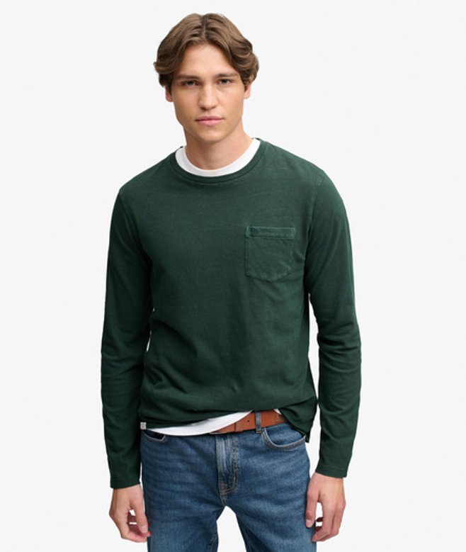 Katoenen Linnen Longsleeve Top Met Zak