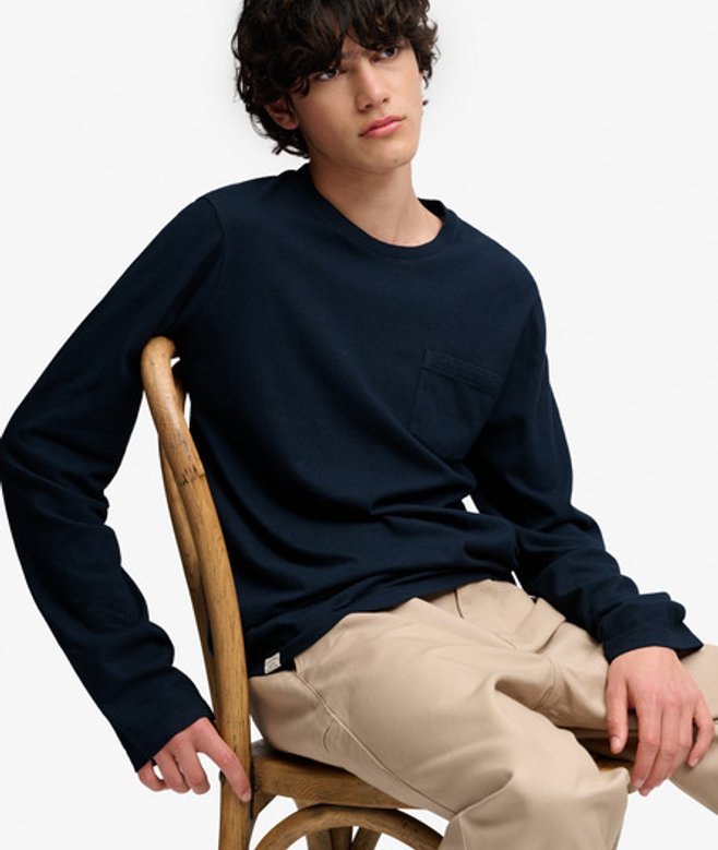 Katoenen Linnen Longsleeve Top Met Zak