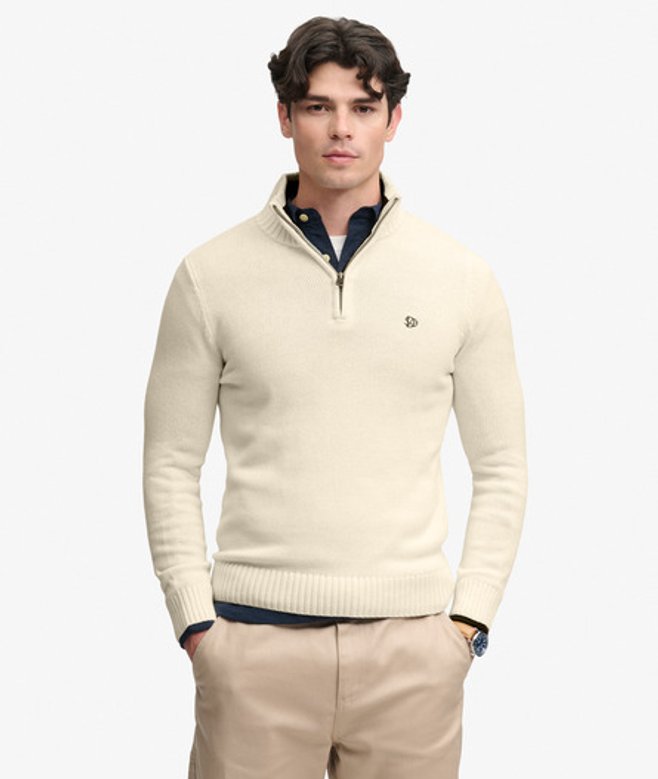 Katoenen Half Zip Trui Slanke Pasvorm