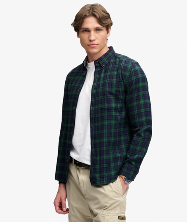 Superdry Katoenen Lumberjack Overhemd met Lange Mouwen Blauw