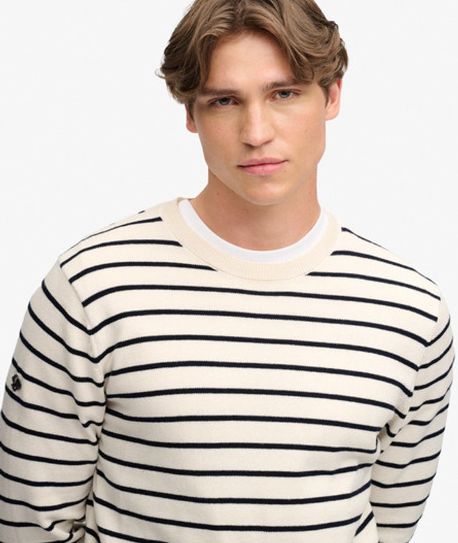 Superdry Herren The Merchant Store Breton-pullover Lockere Passform Cream - Größe: S