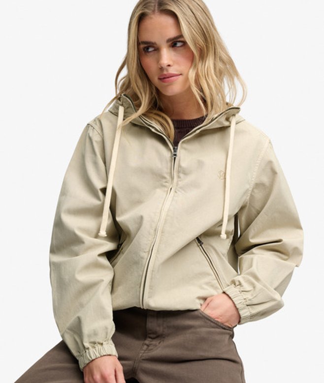 Gewassen Twill Jas met Capuchon