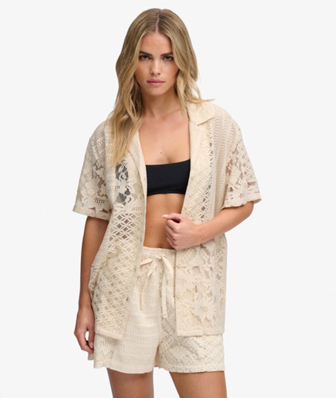 Lace Patchwork Beach Resort Shirt Relaxed Pasvorm