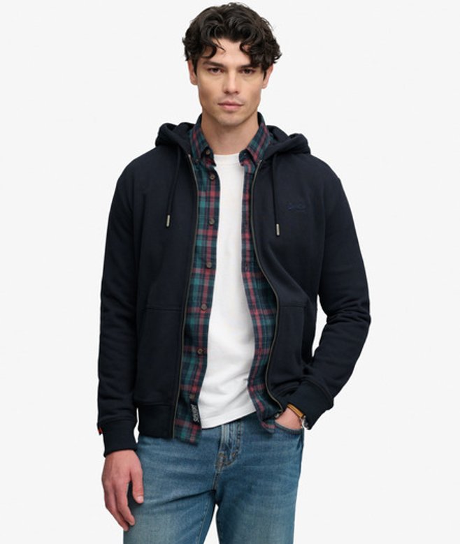 Essential Logo Half Brushed Zip Hoodie