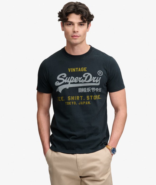 Heritage T-shirt met Vintage Logo en Relaxte Pasvorm