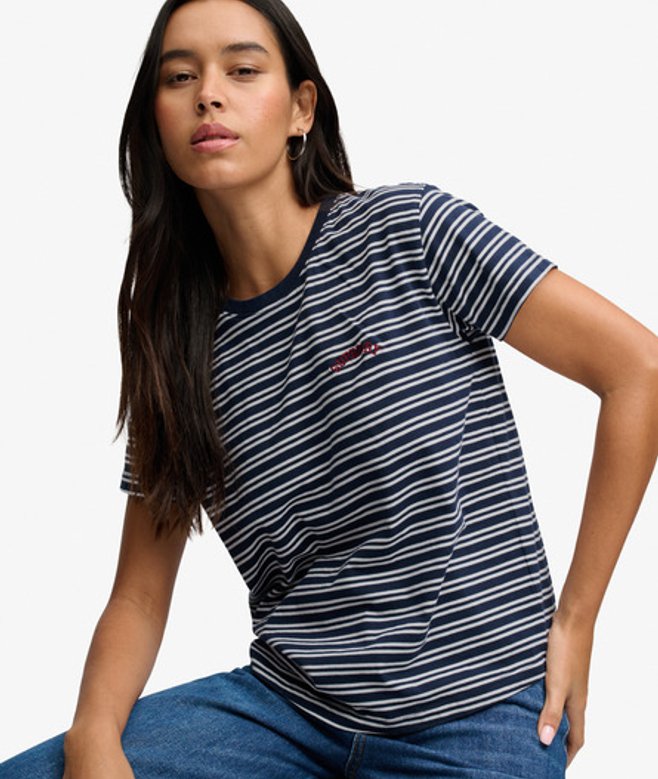 Essential Logo Gestreept T-shirt Slanke Pasvorm