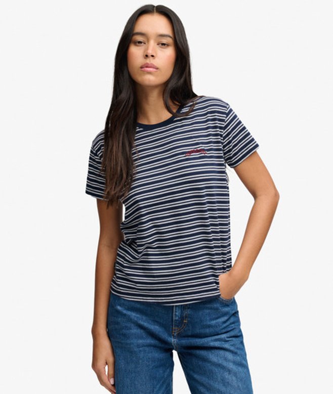 Essential Logo Gestreept T-shirt Slanke Pasvorm